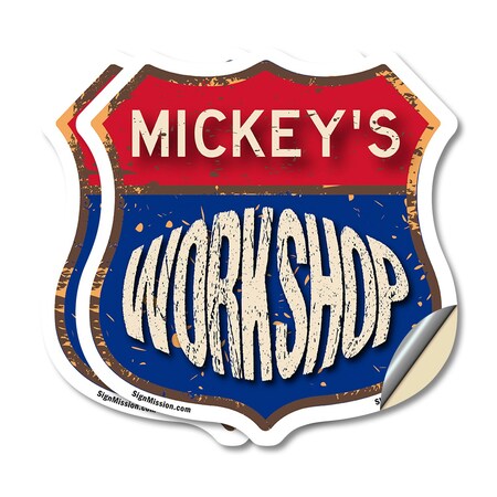 Signmission Mickey's Workshop, 4 inch X 4 inch, Vinyl Decal, 2PK SHI-D-2PACK-4-489-MICKEY