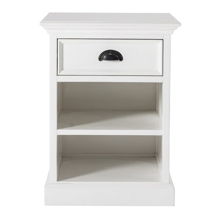 Homeroots 24" White Solid Wood Distressed One Drawer Nightstand 397622