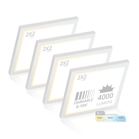 Nuwatt 2x2 LED Square Flat Surface Mount Panel Light, Dimmable, 2700K-5000K, 1500LM, 120-277V, 4PK NW-SM-2x2-40W-3CT-UV-4P
