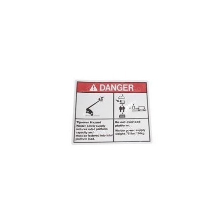 Genie REPLACEMENT DECAL DANGER TIP-OVER WELDER 97579