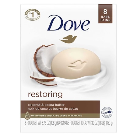 Dove Restoring Coconut and Cocoa Butter Beauty Bar Soap, 30 Ounce, 9PK 64323789