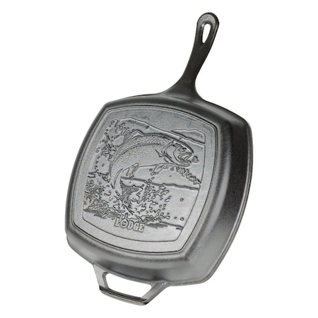 Lodge 10.5 in. Wildlife SeriesRainbow Trout Cast Iron Grill Pan, Black 6655096