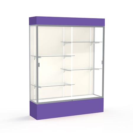 Ghent Lighted Floor Display Case 60x80x16, Plaque, Satin 3175PB-SN-PE