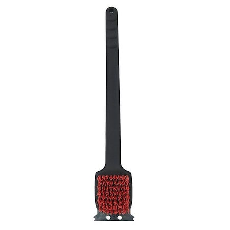 Mr. Bar-B-Q Grill Brush, Nylon Bristle, Red Bristle, Plastic Handle, 18 in L 06230Y