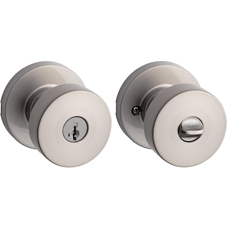Kwikset SmartKey Pismo Satin Nickel Entry Door Knob KW1 1 3/4 in. 97402-850