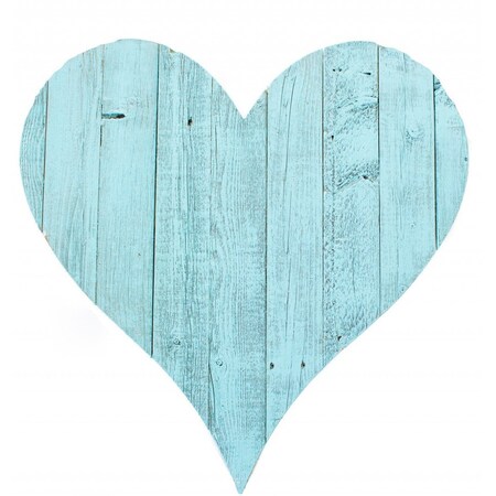 Homeroots 18" Turquoise Reclaimed Wood Heart Wall Decor 384906