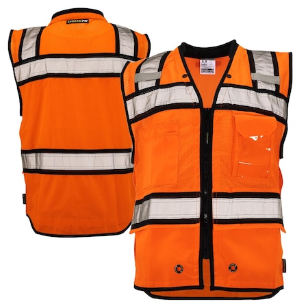 Dome75 Hi-Vis Heavy Duty Safety Vest 6X Class ANSI/ISEA 107-2020 Class 2 , Reinforced Front Zipper 1 OV6124