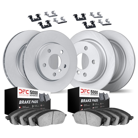 Dynamic Friction Co DFC Hi-Carbon Rotors w/5000 Brake Pads & HW Kit 9514-74026