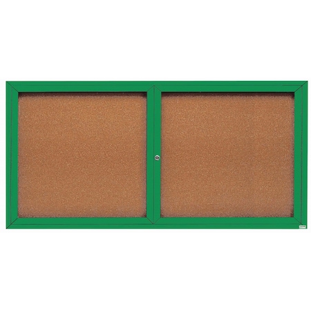 Aarco Illuminated Enclosed Bulletin Board w/ Green Powder Coated Al Frame, 36''Hx72''W DCC3672RIG