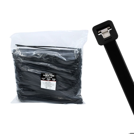 Cable Ties Unlimited Metal Tooth Cable Tie, 11 in L, 50 lb Strength, 3.2 in Max Bundle Dia, Nylon, UV-Res, Black, 1000PK MT11-50-0M