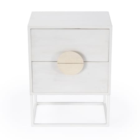 Homeroots 24" White Wood Two Drawer Nightstand 488976