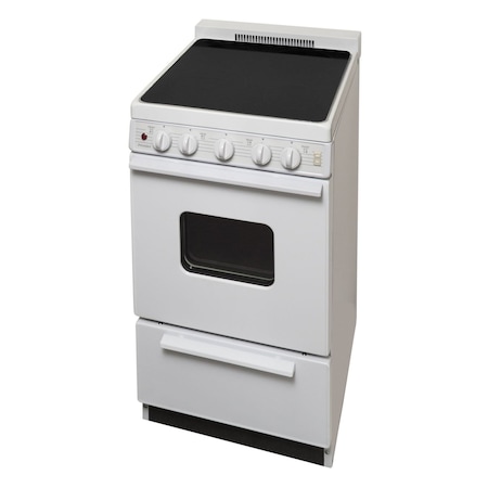Premier Electric Range, 20 inW x 37.5 inH x 24.5 inD, 2.42 cu. ft. Oven, Smooth Glass Top Stove, White 805697