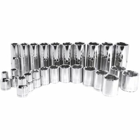 K-Tool International 3/8" Drive, 24mm Metric Socket, 6 Points, Standard 6Pt, Chrome 24mm, 3/8"Dr KTI-27124