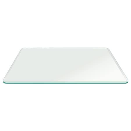 Fab Glass And Mirror 42x78RECT10THBETE-T Rectangle Glass, 1/2in Thick Beveled Tempered Radius Corners, 42in L x 72in W 42X78RECT12THBETE-T