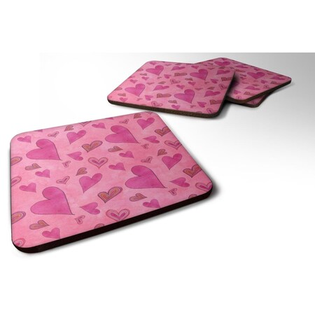 Carolines Treasures Watercolor Love and Hearts Foam Coaster, Set of 4 BB7550FC