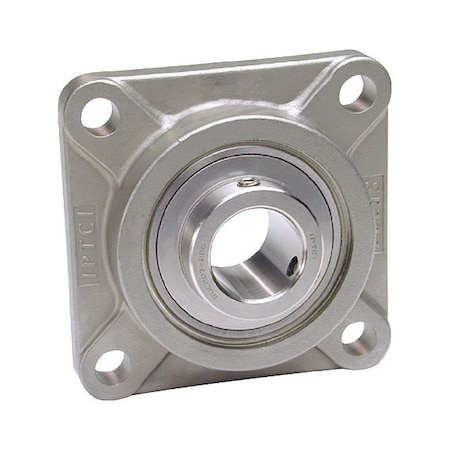 Iptci 4 Holes, Flange Bracket Housing, 4 Bolt Flange Bearing, Radial Ball, 25 mm Dia, Stainless Steel, Set Screw SUCSF205-25MM IP69K