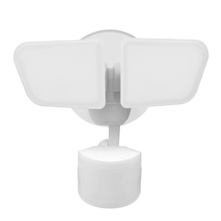 Globe Electric globe Security Flood Light, LED Lamp, Bright White, 2200 Lumens, 4000 K Color Temp, White Fixture 17000203