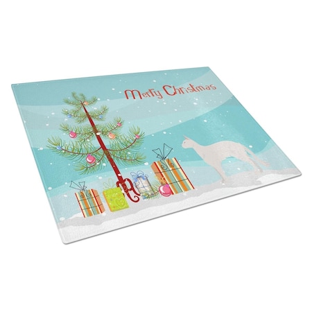 Carolines Treasures Balinese No.2 Cat Merry Christmas Glass Cutting Board - Large CK4565LCB