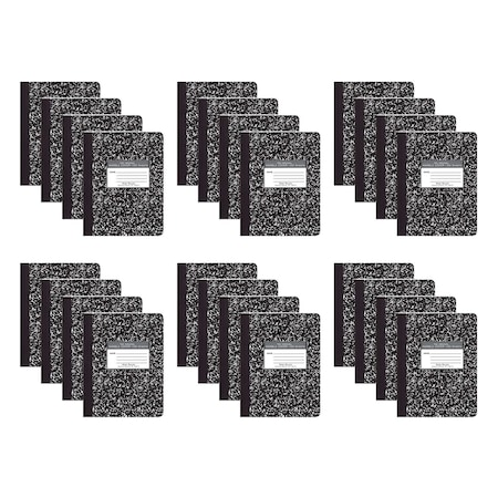 Roaring Spring Case of Black Marble Comp Notebooks, Wide Ruled, 100 sht, 15 lb White Paper, 9.75"x7.75", Hard Cover, PK24 77230cs