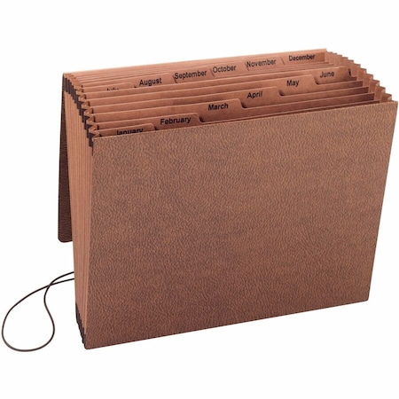 Smead Smead  Jan-Dec Accordion Expanding File, 12 Pocket, Letter, Leather-Like Redrope 70388