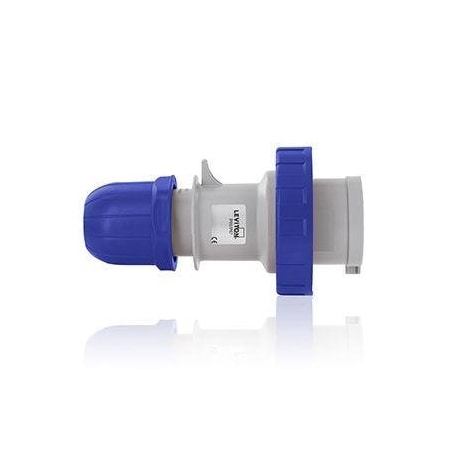 Leviton Pin & Sleeve Plug, 16 A, 200/250V AC, Three Phase, 3 Pole, IEC Grounding, Blue W316-P9