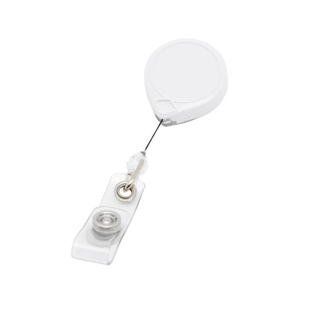 Key-Bak Round MINI-BAK, White, Swivel Clip , ID Badge Strap, 25PK 0066-006-25