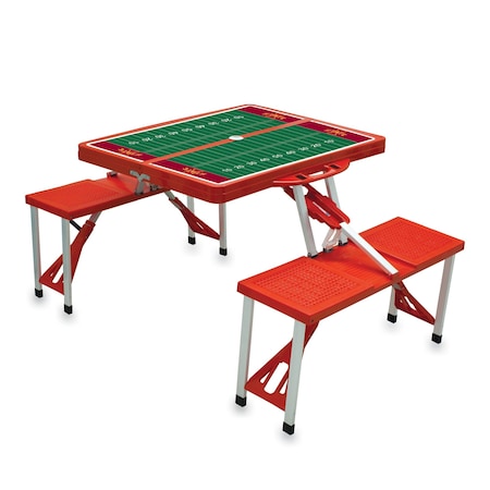 Picnic Time Family Of Brands Iowa State Cyclones - Football Field - Picnic Table Portable Folding Table, Red 811-00-100-235-0