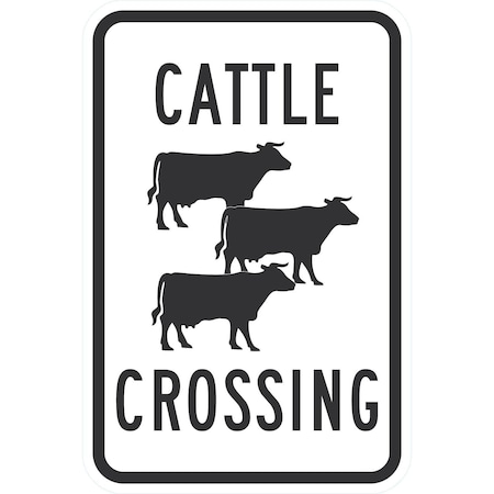 Lyle Cattle Crossing (W/Symbols), 12x18, Non-Reflective, White G-4596-NA_12x18