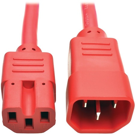 Eaton Tripp Lite Series Power Cord C14 to C15 - Heavy-Duty, 15A, 250V, 14 AWG, 2 ft. 0.61 m, Red P018-002-ARD