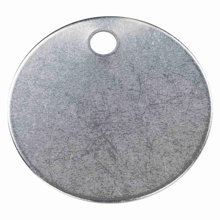 Zoro Select Blank Tag, Stainless Steel, 1 1/2 in H x 1 1/2 in W, Silver, Round, 25 PK 43584
