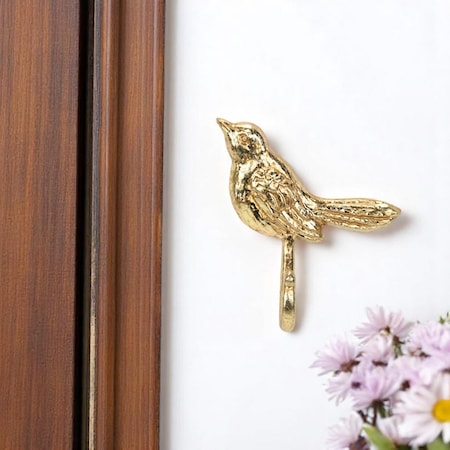 Homeroots 5" Gold Cast Iron Bird Wall Hook 612072