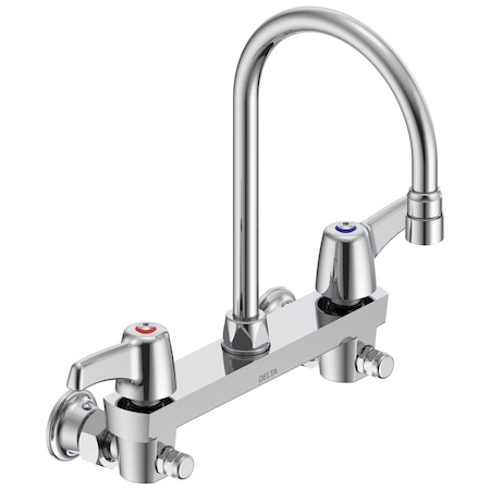 Delta Commercial 28C3 / 28C4 / 28C6 Two Handle 8 In Wallmount Service Sink Faucet In Chrome 28C6943