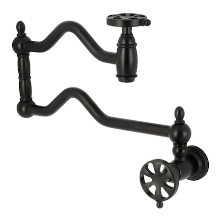 Kingston Brass Wall Mount Pot Filler Faucet, Matte Black KS2100RX