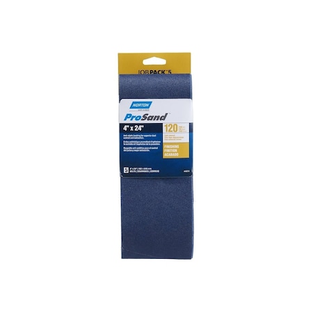 Norton Sanding Belt, 4 in W, 24 in L, 120 Grit, Very Fine, Zirconia Aluminum Abrasive, 5PK 07660749274