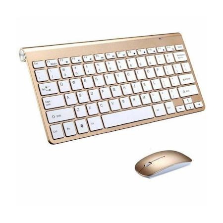 Sanoxy Mini Wireless Keyboard And Mouse Set 2.4G Compatible with Mac Apple PC Computer Gold SNX-Mini-KYB-MS-ST-GLD