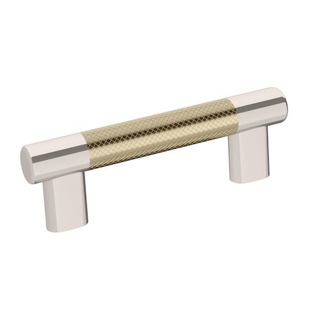 Amerock Esquire 3 in & 3-3/4 in 76mm &96 mm Center-to-Center Polished Nickel/Golden Champagne Cabinet Pull BP36557PNBBZ