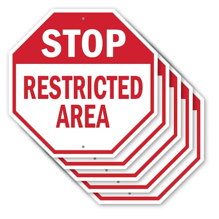 Signmission Stop Restricted Area, 10 inch X 10 inch, Aluminum Metal Signs, 5PK OC-A-5Pack-10-177