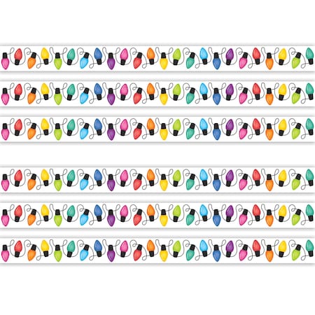 Teacher Created Resources Colorful Holiday Lights Die-Cut Border Trim, 35 Feet Per Pack, 6PK TCR6952