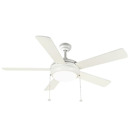 Westgate 52in 5-BLADE CEILING FAN AND LIGHT 3CCT 19W INTEG. LED PULL CH. WHITE AND WHITE BLADES, 20W WFL-113-PC-5B-52-MCT-WH-WH