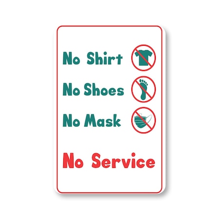 Signmission Public Safety Sign, No Service No Shirt No Shoes No Mask, 5in X 3.5in Decal, OS-NS-D-35-25353 OS-NS-D-35-25353