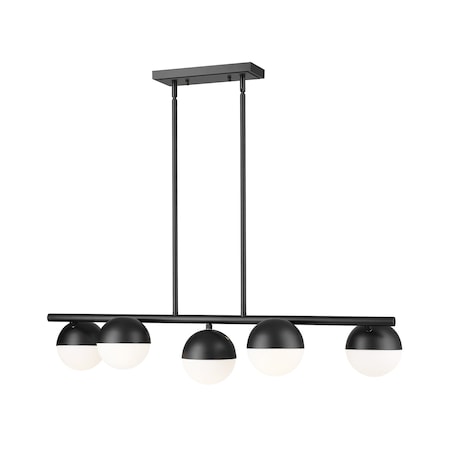 Z-Lite Realm Sphere 5 Light Linear Chandelier, Matte Black, 42 In W 7517-5L-MB