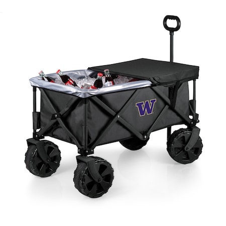 Picnic Time Family Of Brands NCAA Washington Huskies Adventure Wagon Elite All-Terrain Folding Beach Wagon 741-85-679-624-0