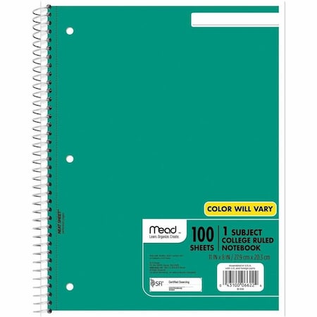 Mead Onesubject Spiral Notebook, Assorted, 12PK MEA06622BD