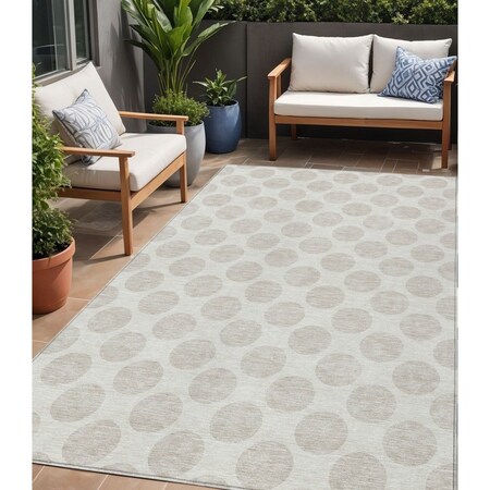 Homeroots 5' X 8' Ivory And Gray Polka Dot Washable Indoor Outdoor Area Rug 595236