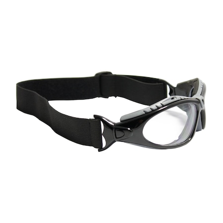 Bouton Optical Full Frame Safety Glasses w/Black Frame, Foam Padding, Clear Lens and Anti-Scratch/Anti-Fog Coating 250-50-0420