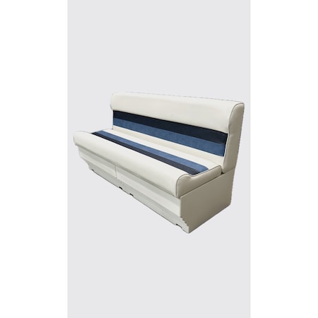 Horizon Mfg Premium Series 55 Pontoon Bench Seat Cushion with 2 Bases White/Navy/Blue 3012-2X3009-AADK