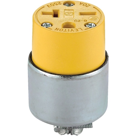 Leviton 20A 250V 3-Wire 2-Pole Armored Cord Connector 000-620CA