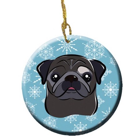 Carolines Treasures Snowflake Black Pug Ceramic Ornament BB1697CO1