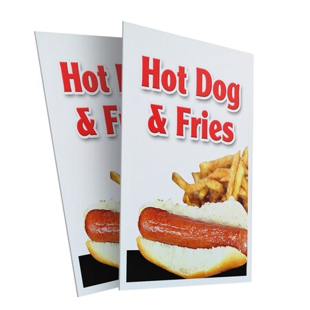 Signmission Hot Dog & Fries, Plastic Signs Only 24 Inch x 36 Inch, Corrugated Plastic, 2PK CSB-2436-2PACK-Hot Dog & Fries
