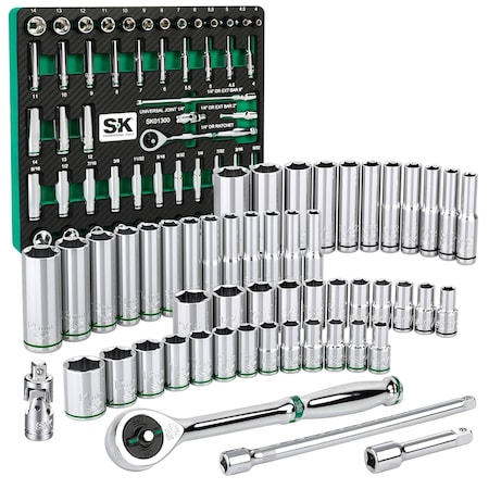 Sk Professional Tools Drive SAE/Metric Chrome 1/4", 52 pc SK01300-216P